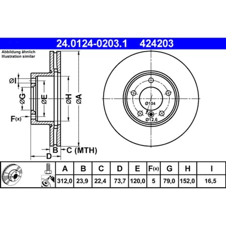 Ate BRAKE DISC 424203